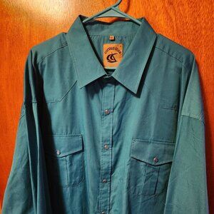 Men's 4XL Coevals Club Turquoise Western Long Sleeve Pearl Snap Down Shirt